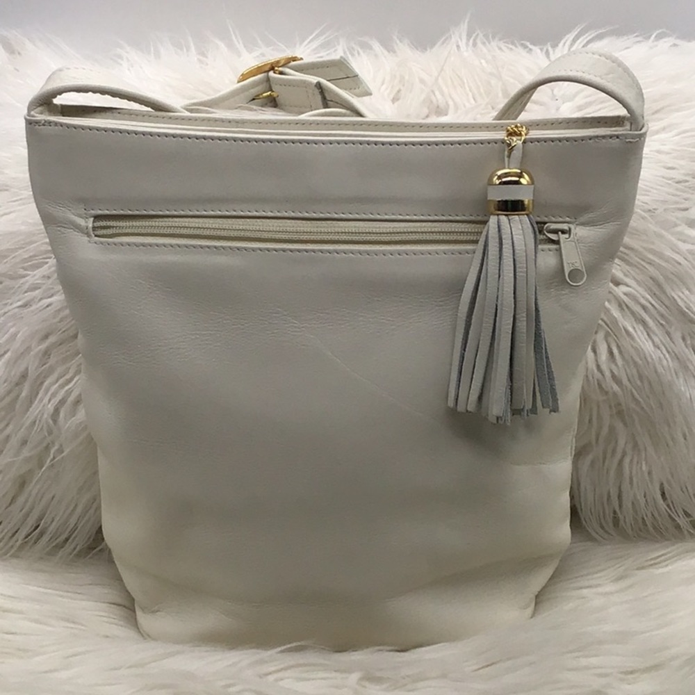 Tignanello Off White Genuine Leather Shoulder Bag